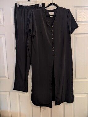 Bedford Fair Black Button-Front Two-Piece Set EUC